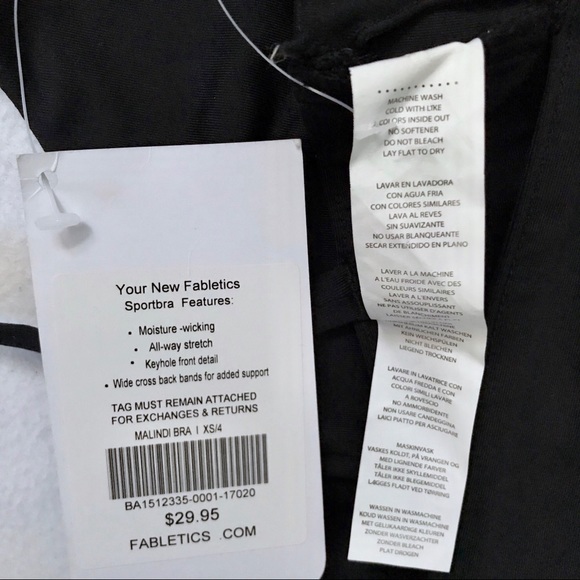 ❌SOLD❌ Fabletics NWT Black Sports Bra Women XS (4) - Picture 8 of 8